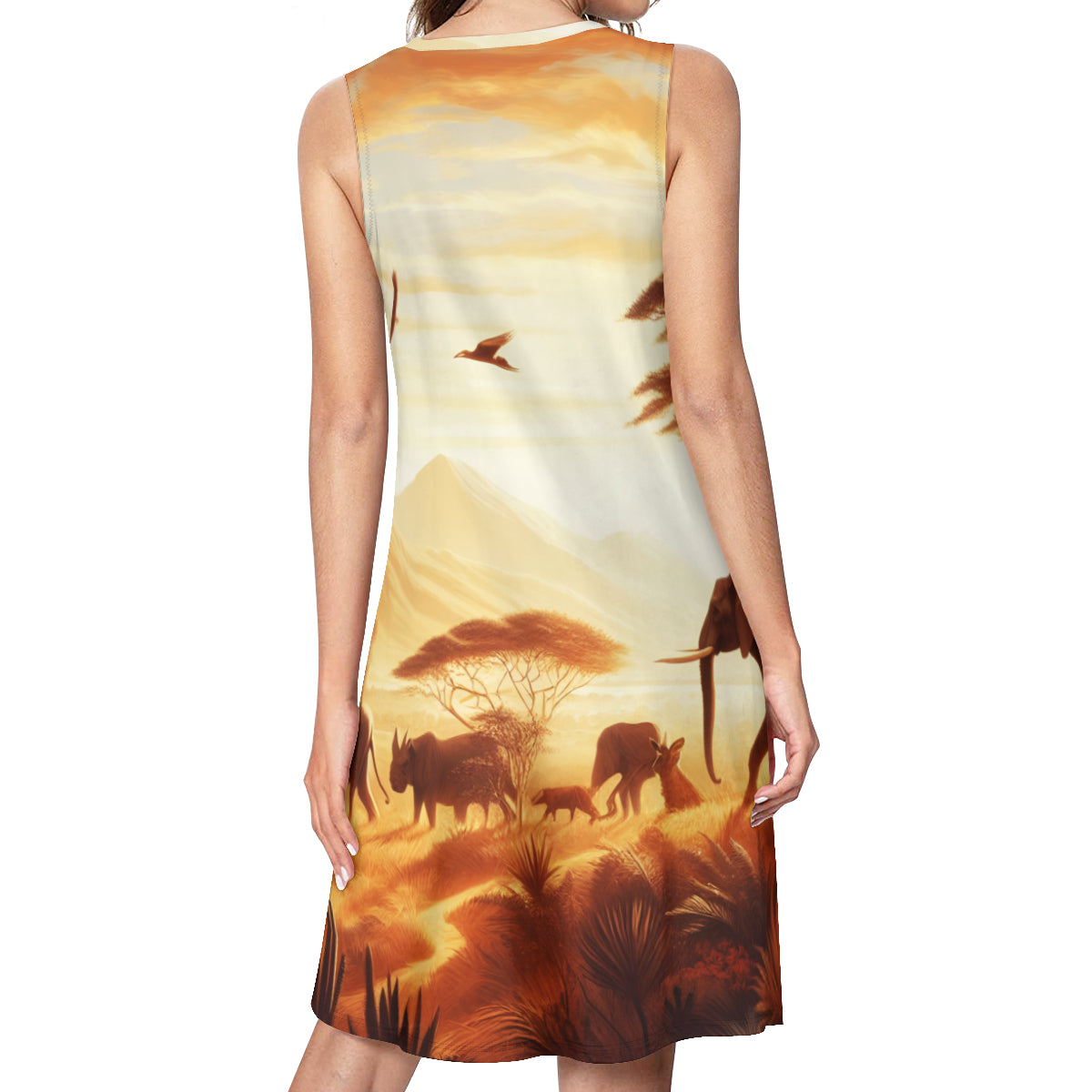 Animal Sunset Women's Casual Dress | Polyester