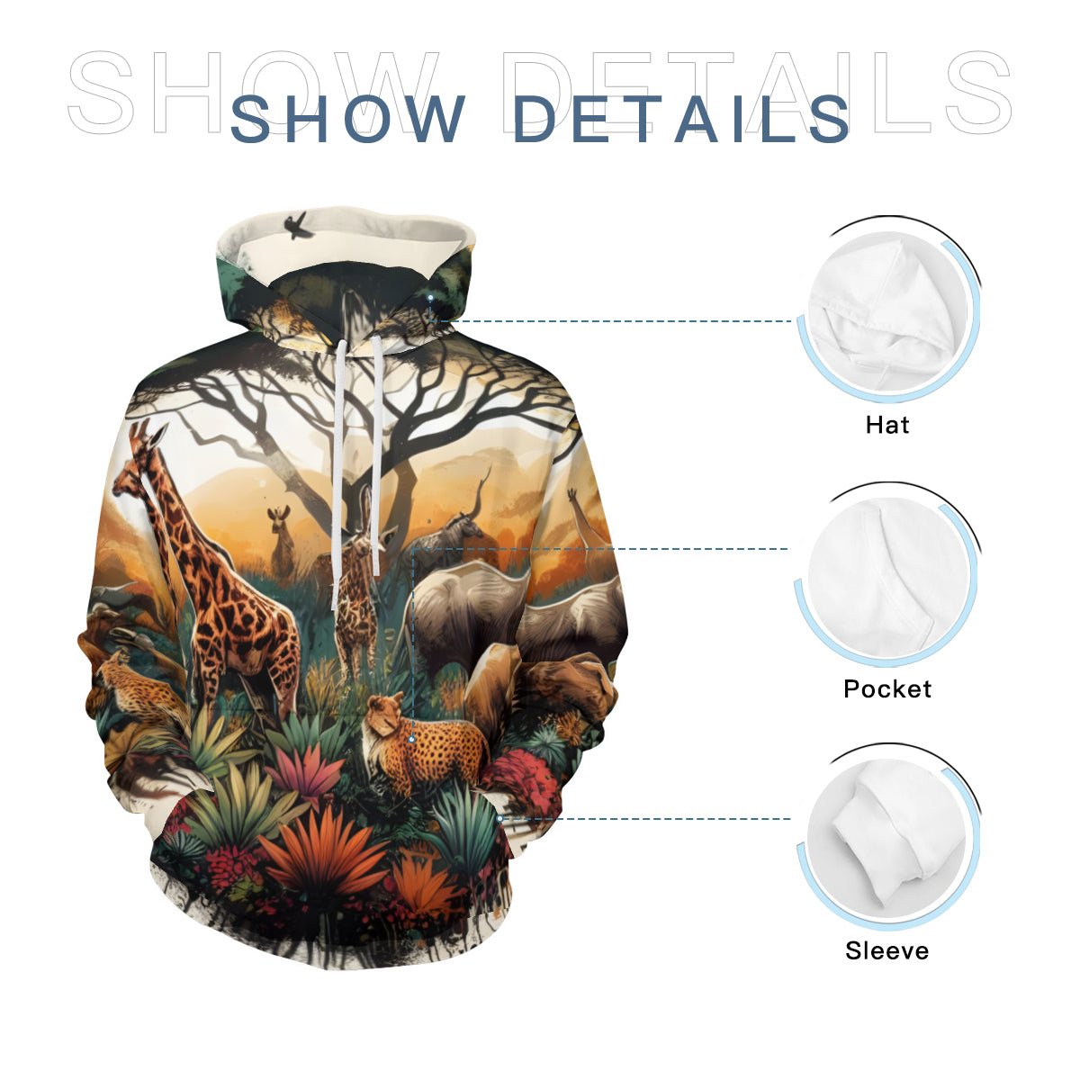 African Sunset Men's Adult Hoodie Set (Double-Layer Hood) | Health Fabric