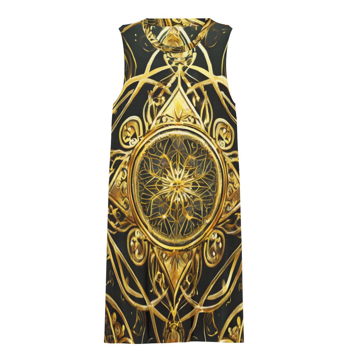 Elegant Gold Women's Casual Dress | Polyester