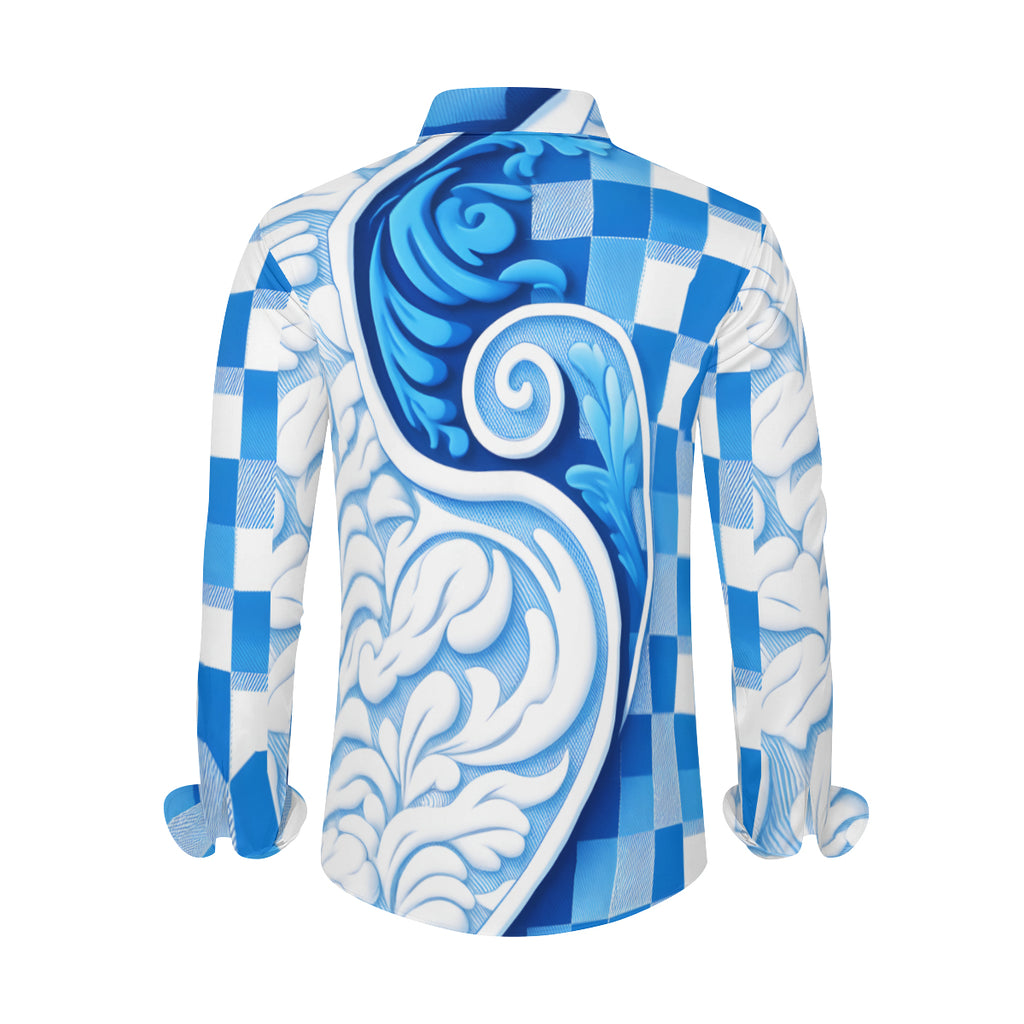 Blue Wave Long Sleeves Men's Shirt