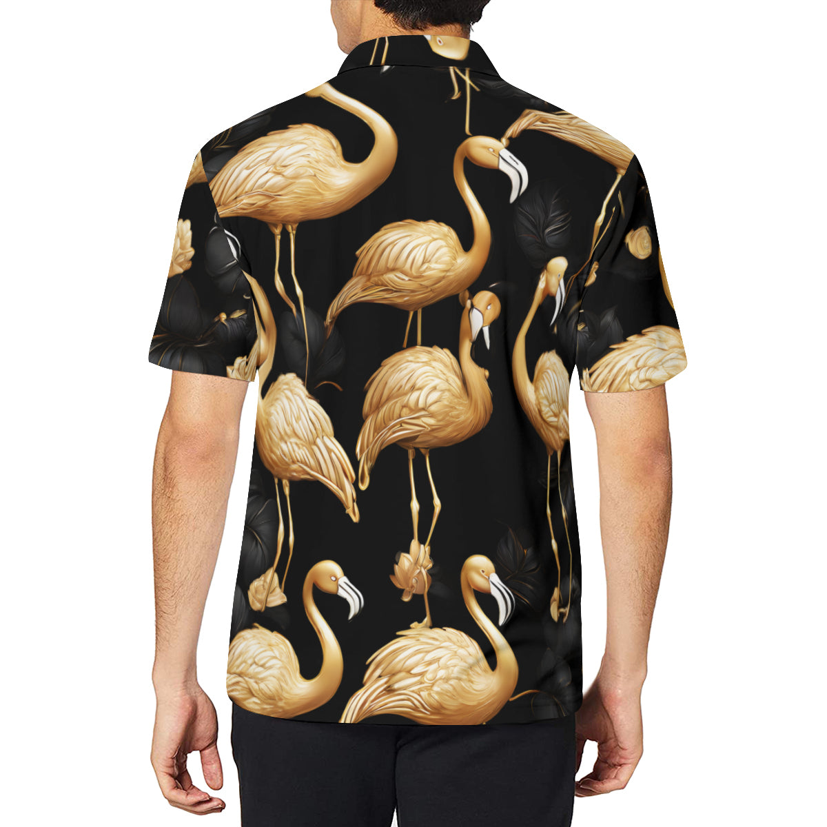 Golden Flamingo Men's Premium European Size POLO Shirt | 95% Polyester+5% Spandex