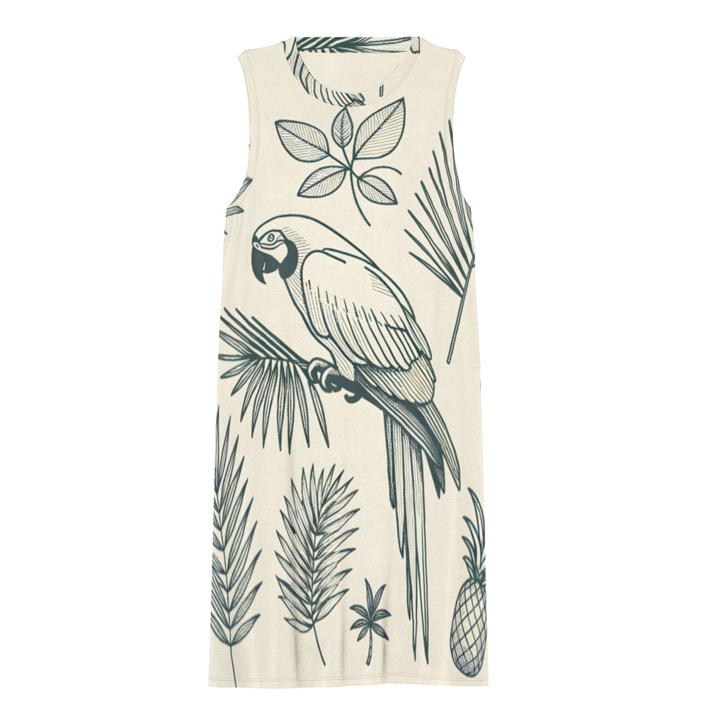 Minimalistic Parrot Women's Casual Dress | Polyester