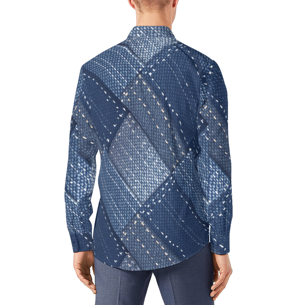 Abstract Denim Classic Long Sleeves Men's Shirt
