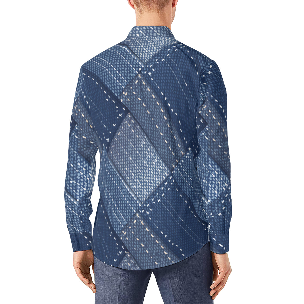 Abstract Denim Classic Long Sleeves Men's Shirt