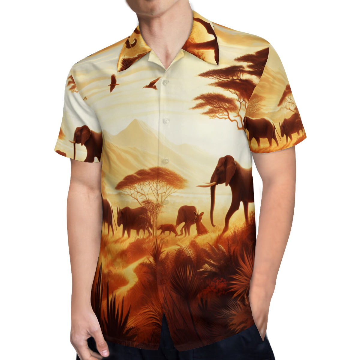 Animal Sunset Short Sleeves Men's Shirt