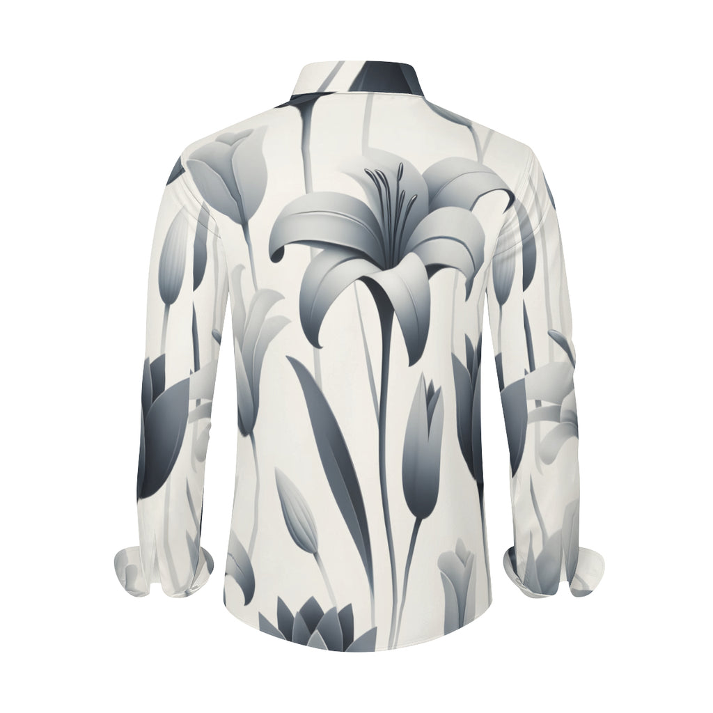 Minimalistic Floral Long Sleeves Men's Shirt