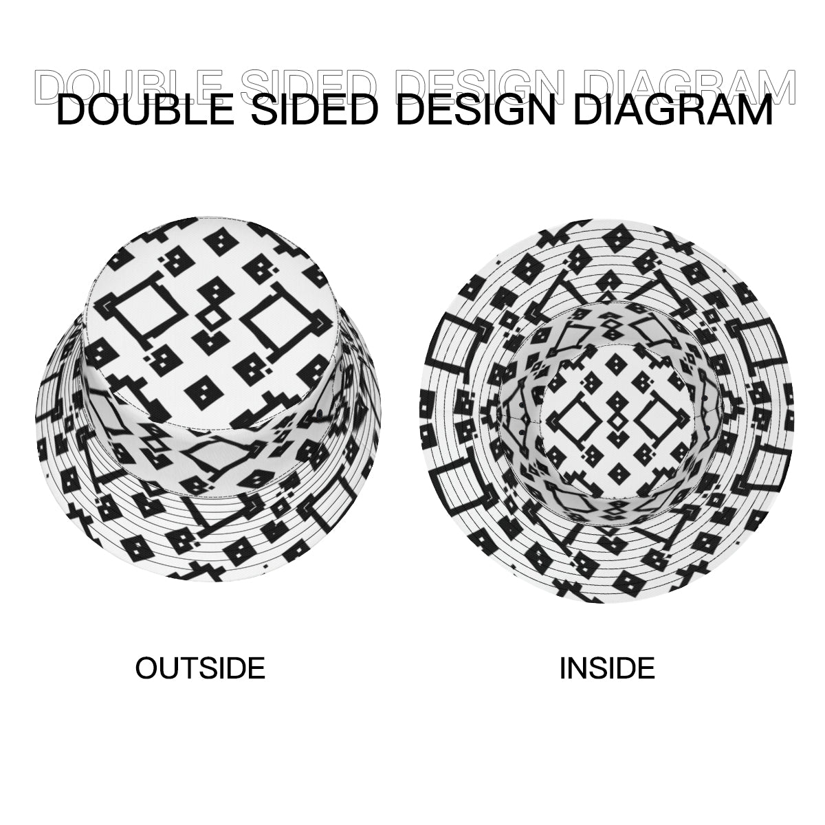 Black And White Double-Sided Unisex Polyester Bucket Hat