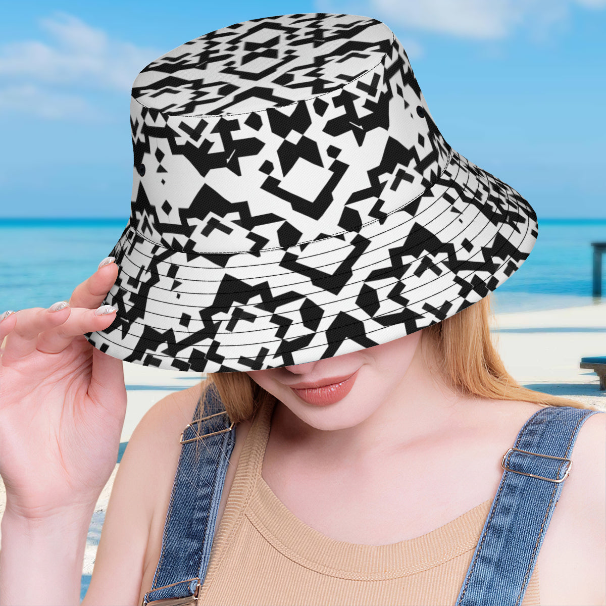 Black And White Double-Sided Unisex Polyester Bucket Hat