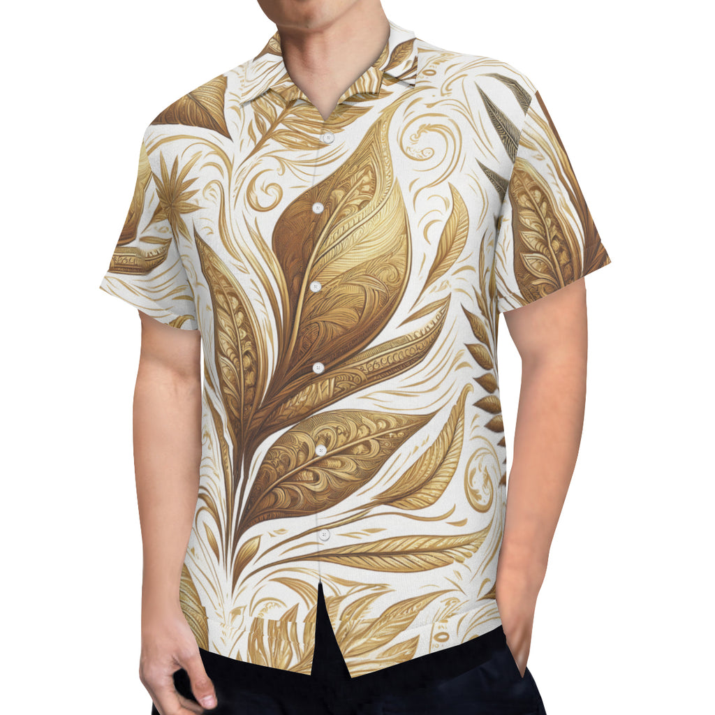 Golden Feathers Men Short Sleeves Shirt