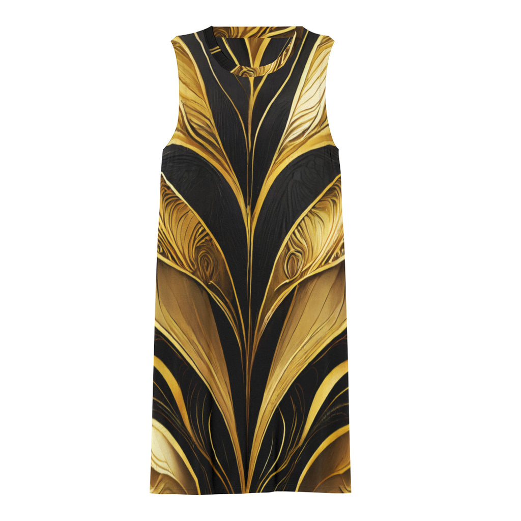 Elegant Gold Women's Casual Dress | Polyester