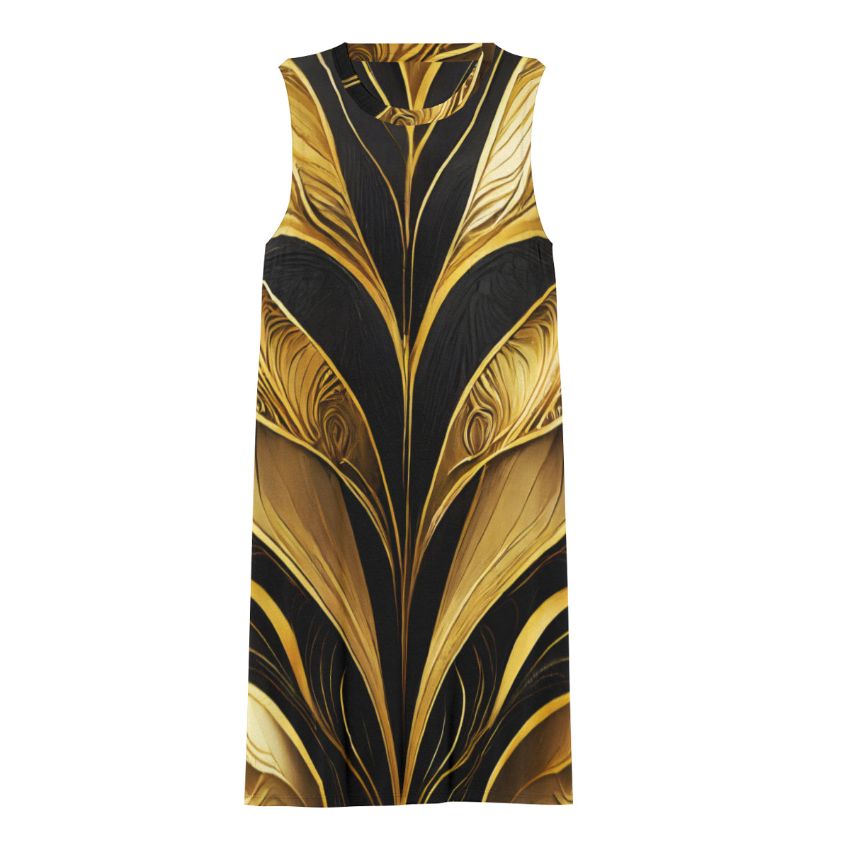 Elegant Gold Women's Casual Dress | Polyester
