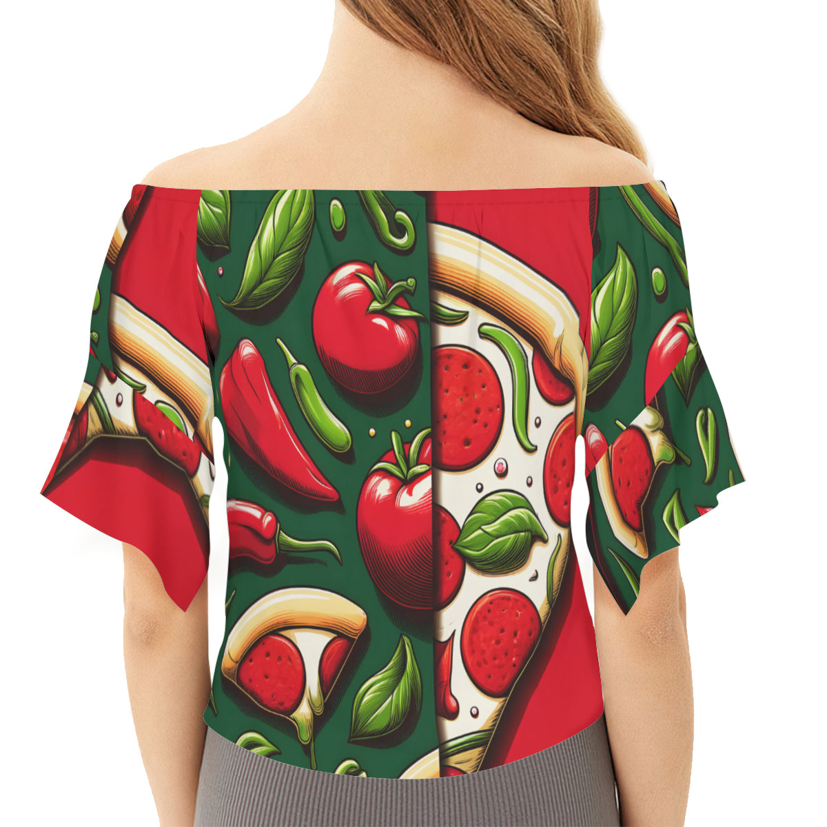 Pizza One-Shoulder Tie Short Sleeves