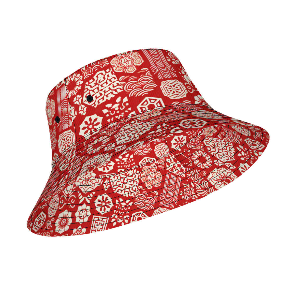 Red And White Double-Sided Unisex Polyester Bucket Hat