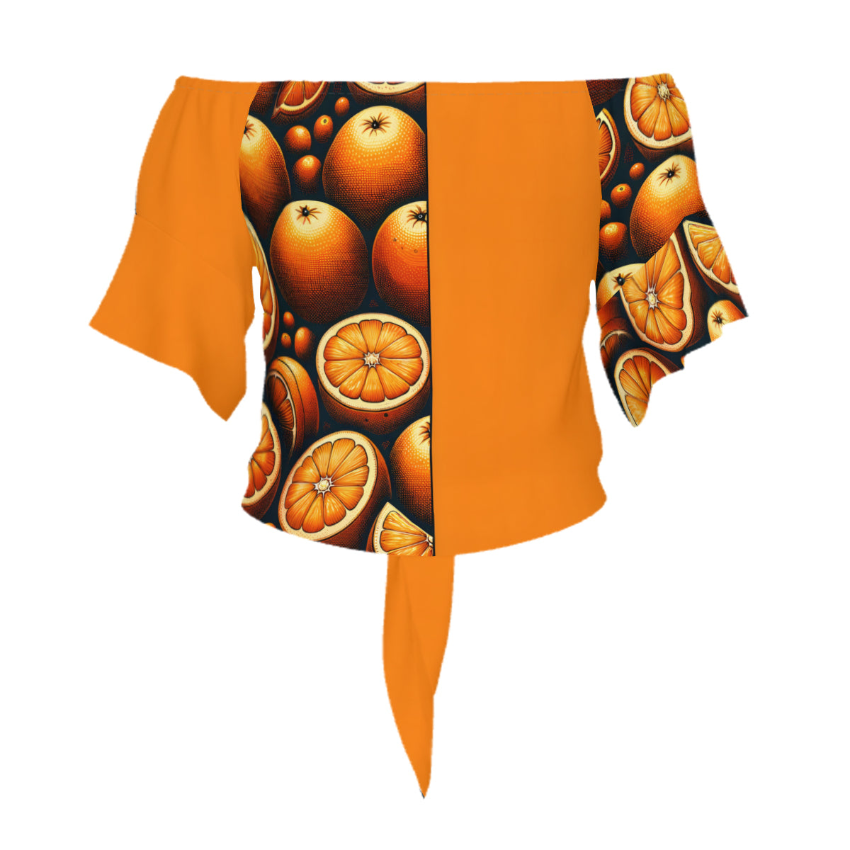 Orange One-Shoulder Tie Short Sleeves