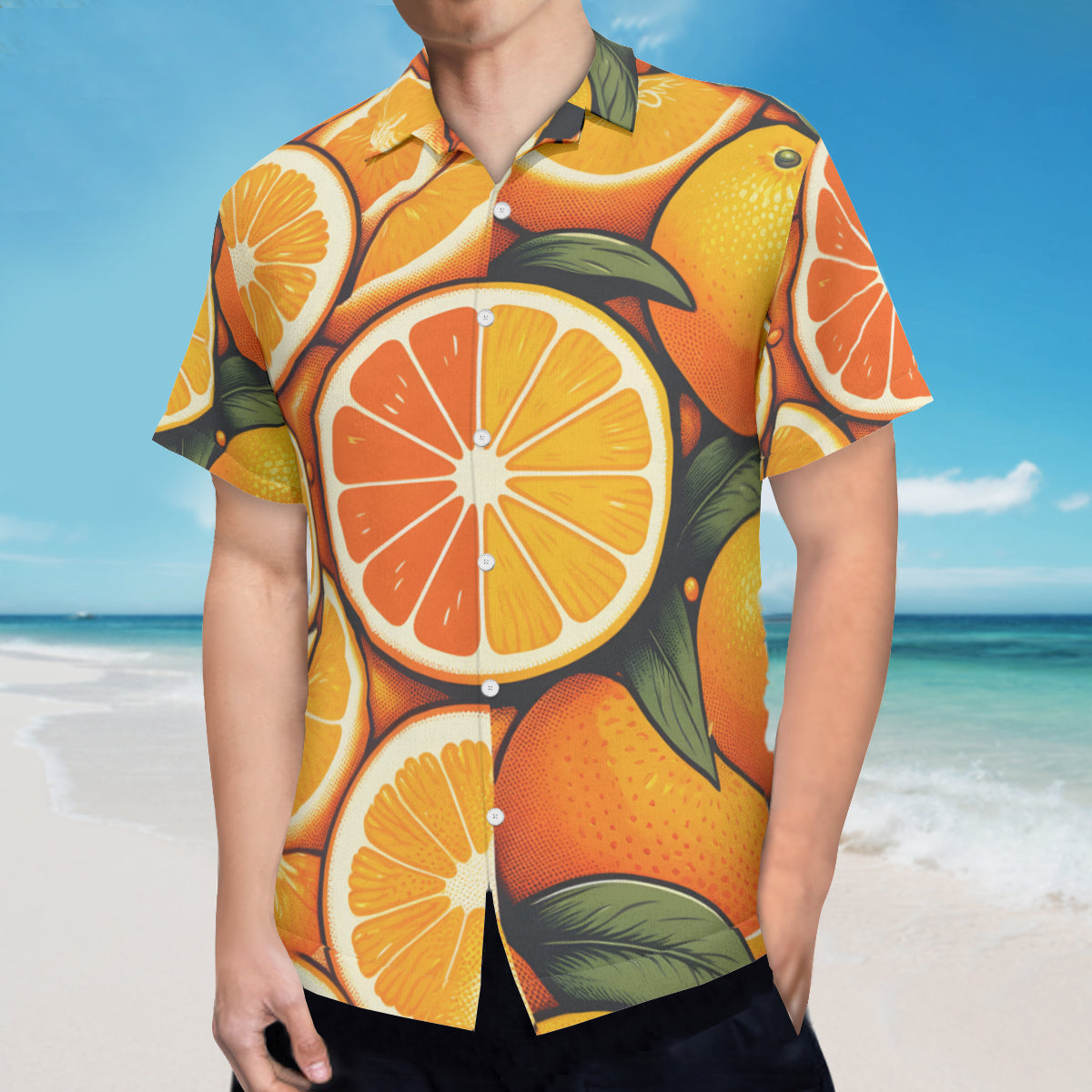Orange Short Sleeves Men's Shirt