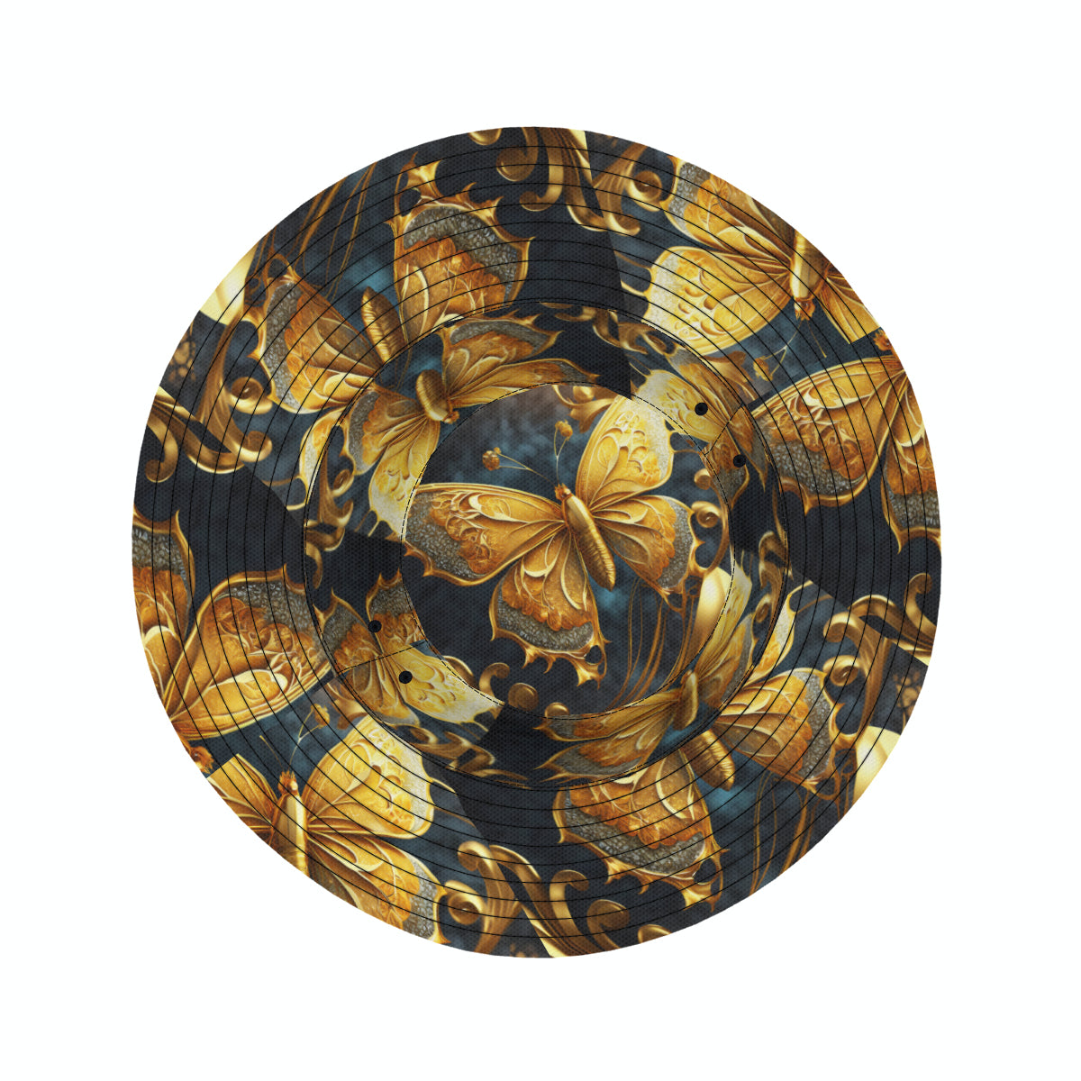 Golden Butterfly Double-Sided Unisex Polyester Bucket Hat