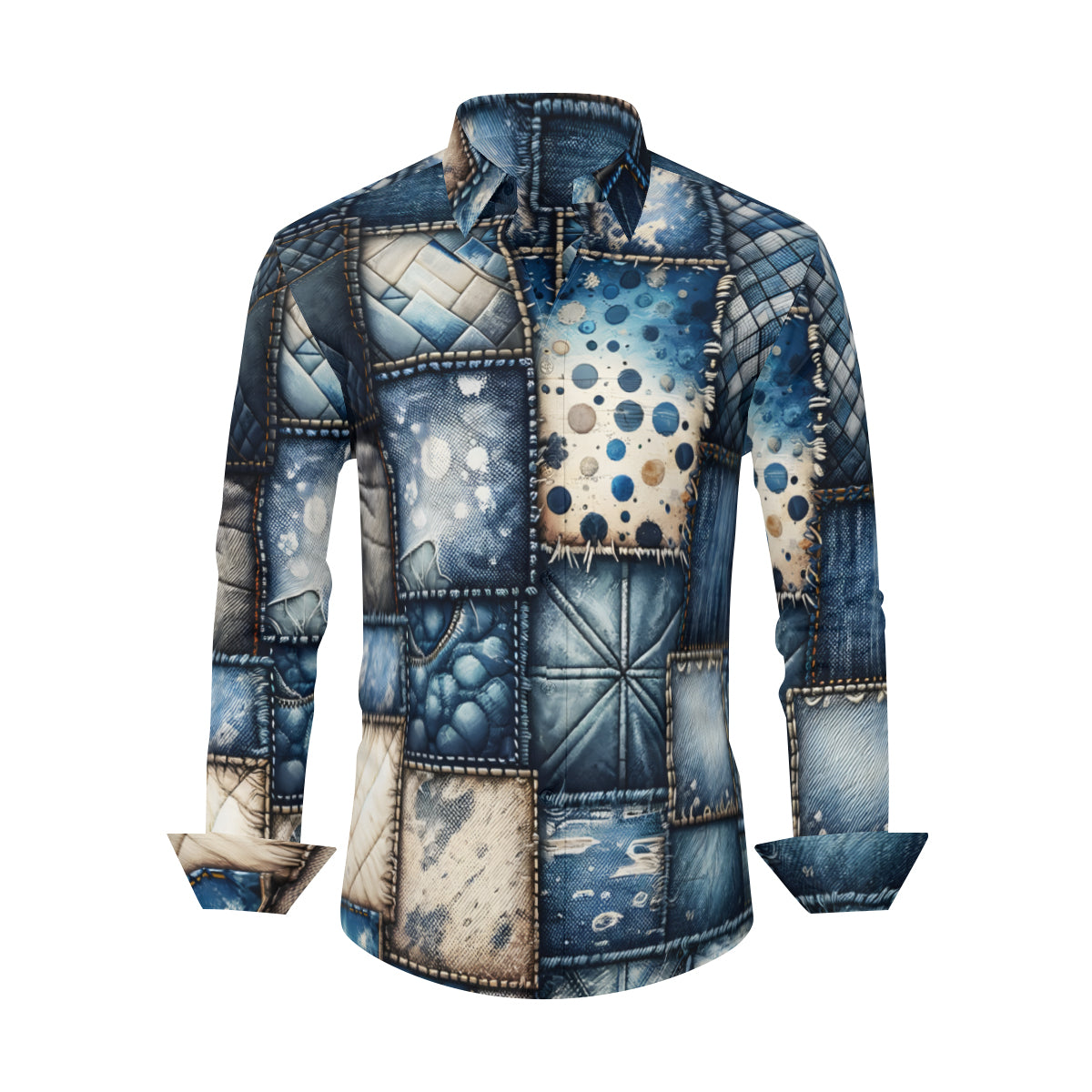 Denim Design Long Sleeves Men's Shirt