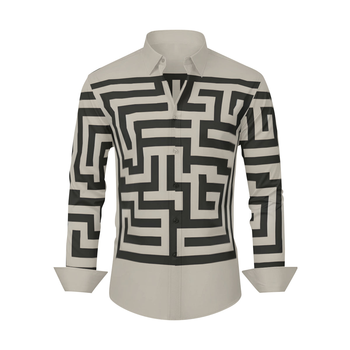 Minimalistic Geometric Long Sleeves Men's Shirt