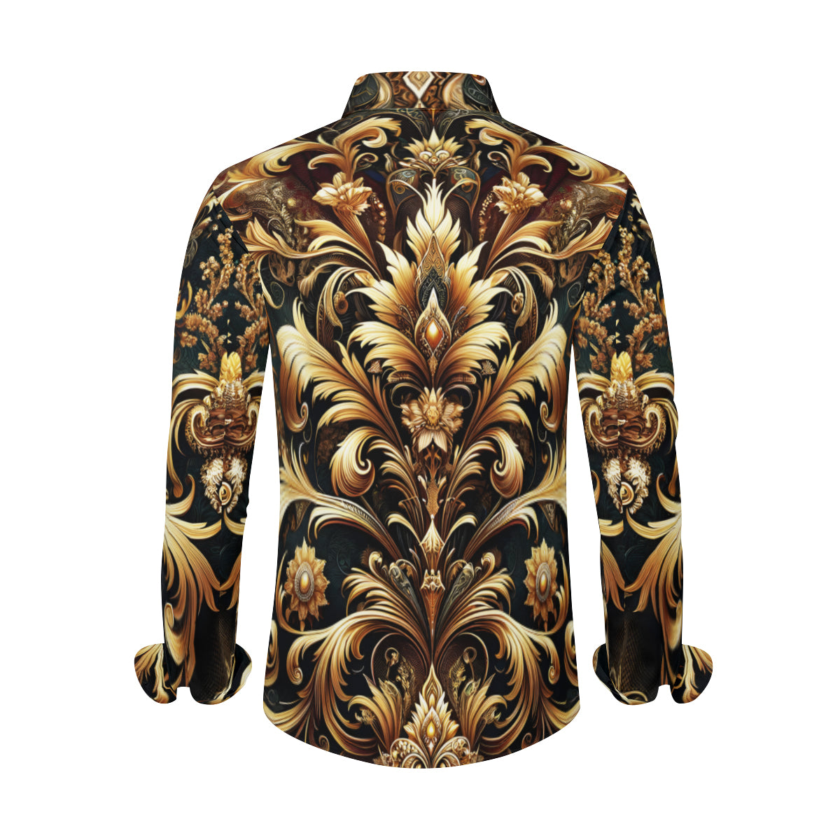 Elegant Golden  Long Sleeves Men's Shirt