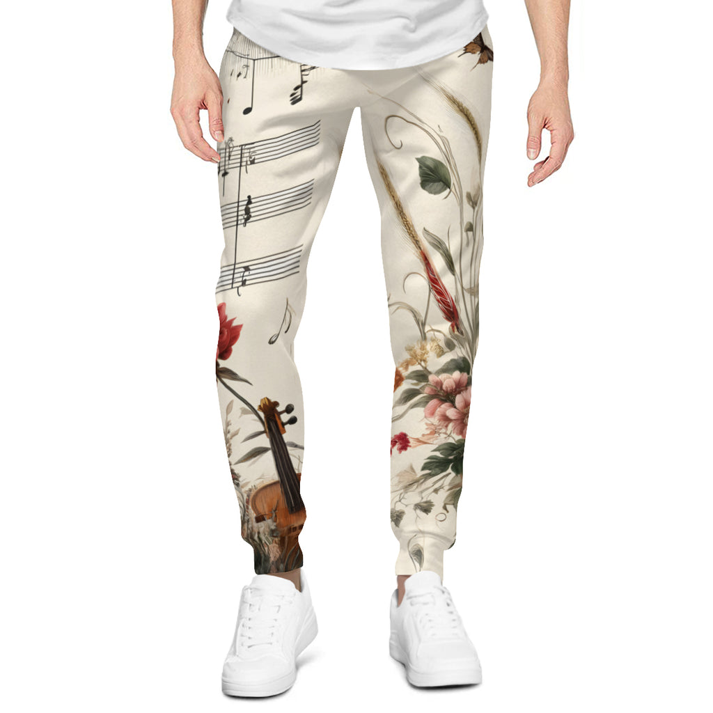 Musical Floral Men's Adult Hoodie Set (Double-Layer Hood) | Health Fabric