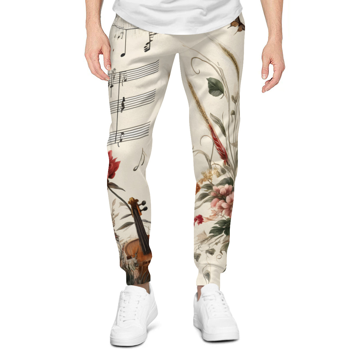 Musical Floral Men's Adult Hoodie Set (Double-Layer Hood) | Health Fabric