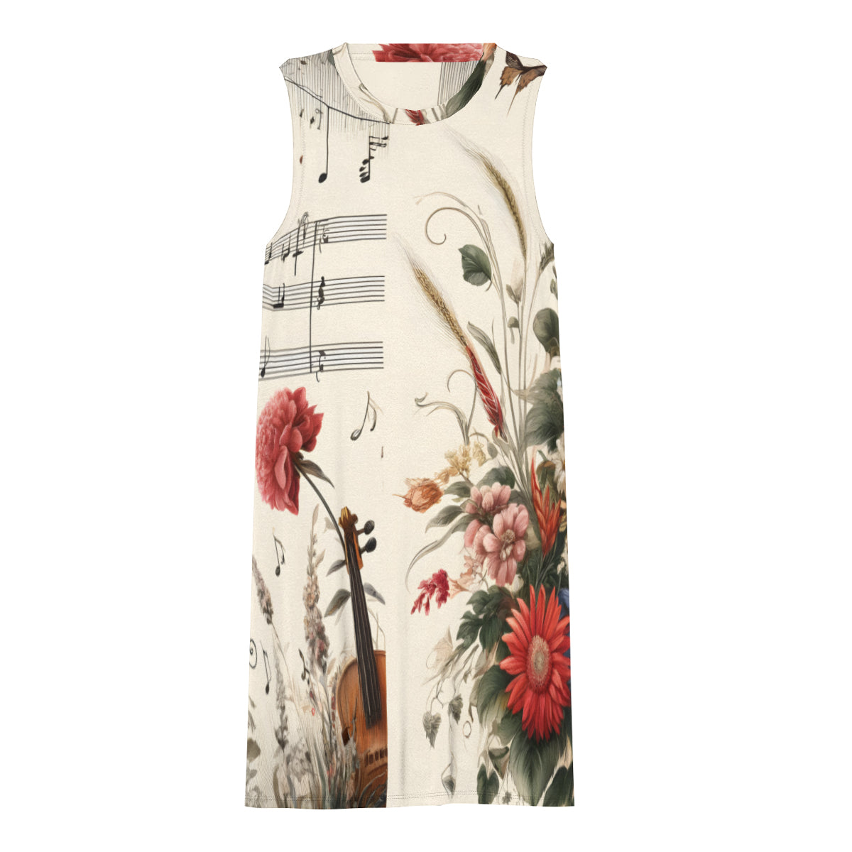 Music Floral Print Women's Casual Dress | Polyester