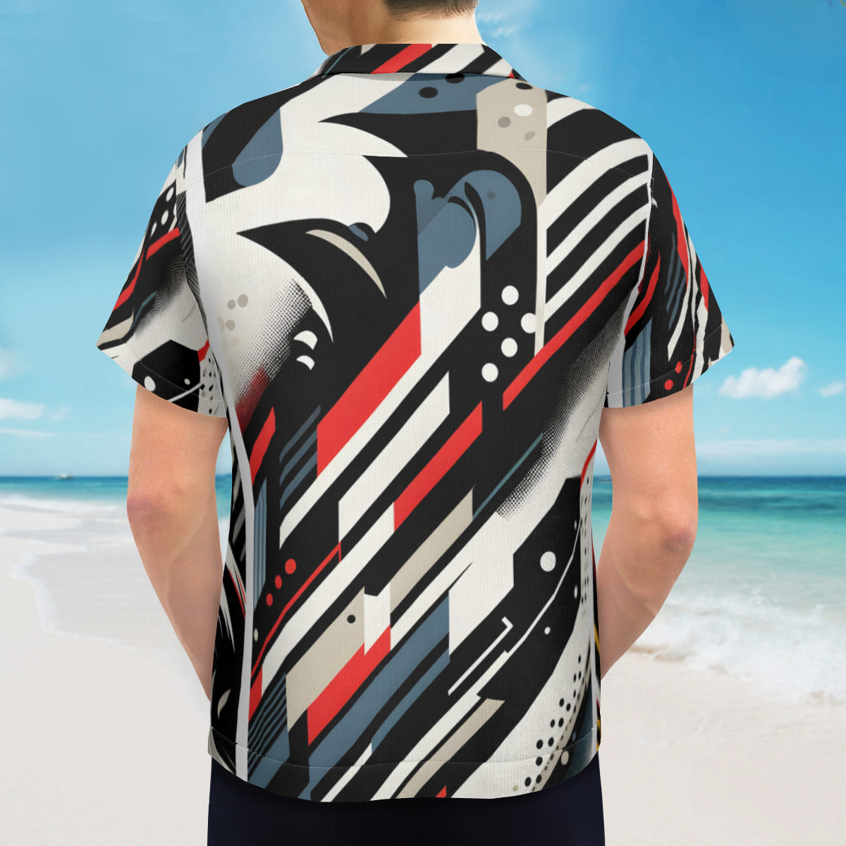 Abstract Short Sleeves Men's Shirt