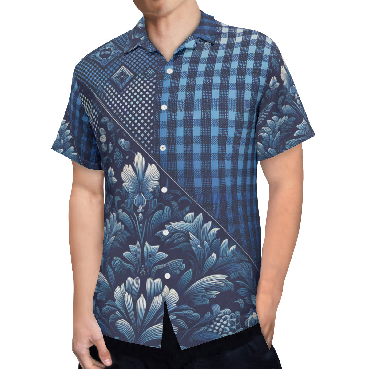 Blue Jeans Design Short Sleeves Men's Shirt