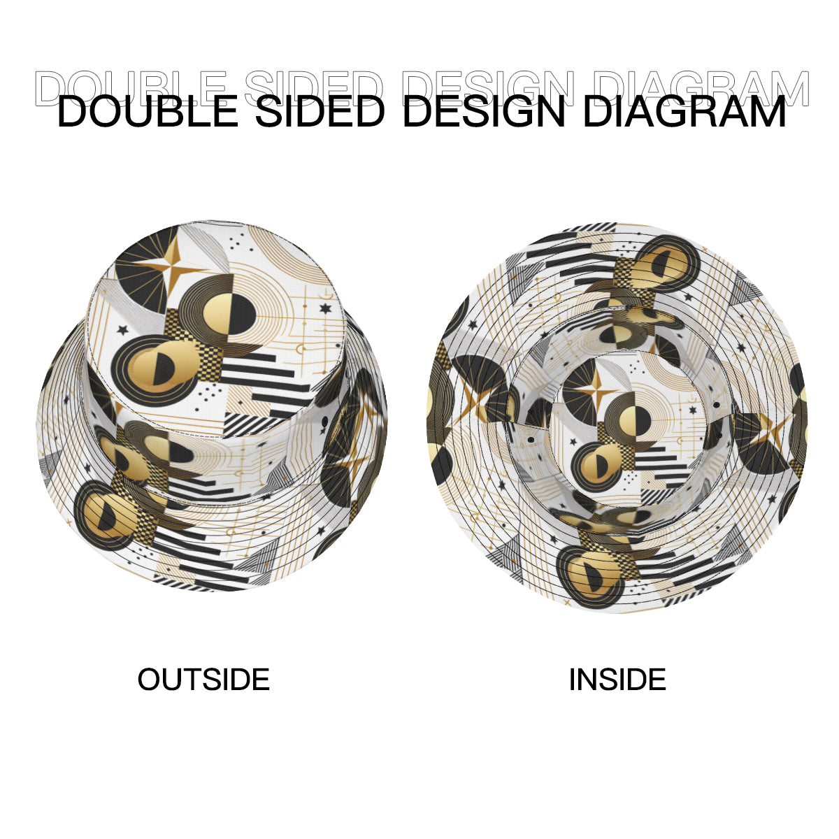 Abstract White Gold Double-Sided Unisex Polyester Bucket Hat