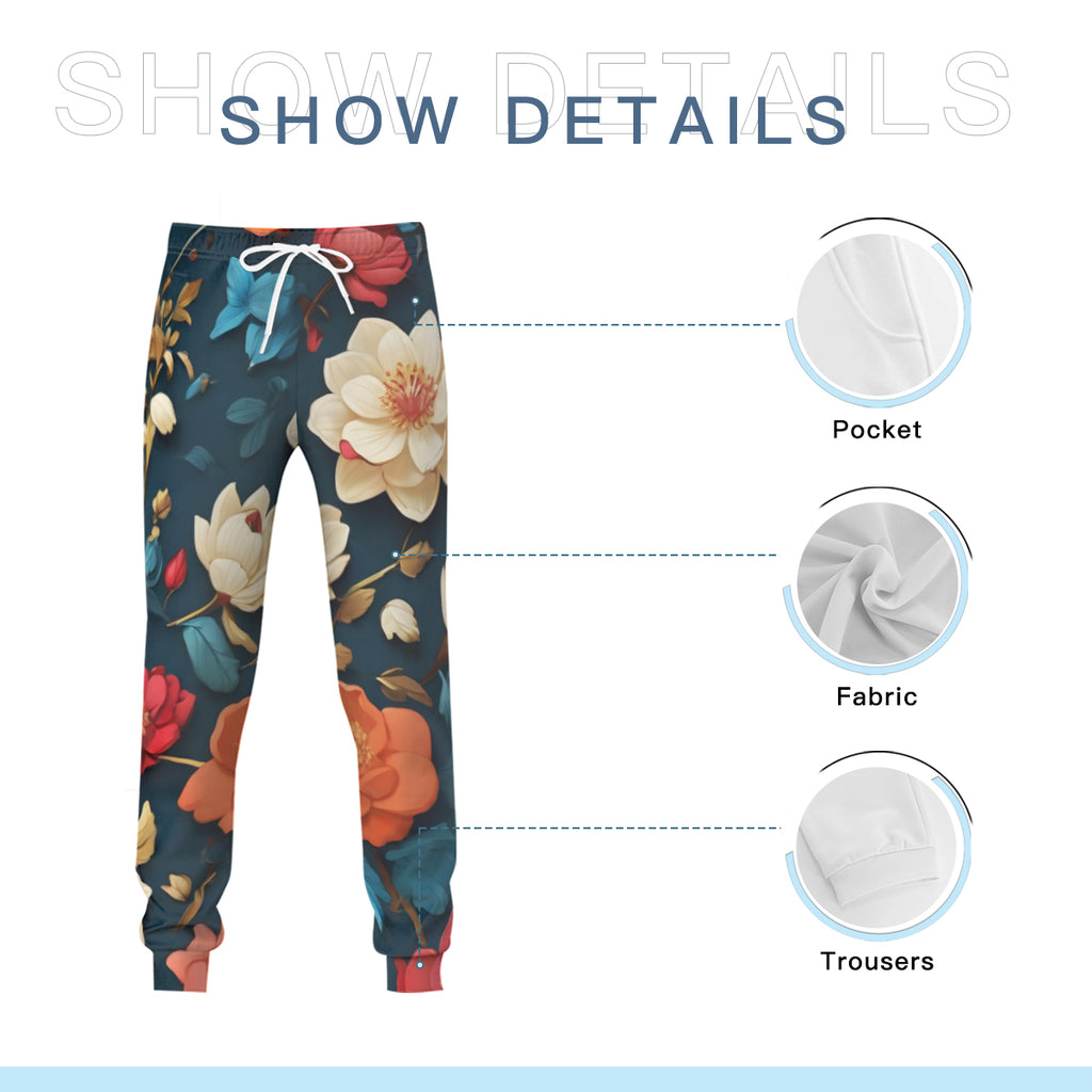 Floral Men's Adult Hoodie Set (Double-Layer Hood) | Health Fabric