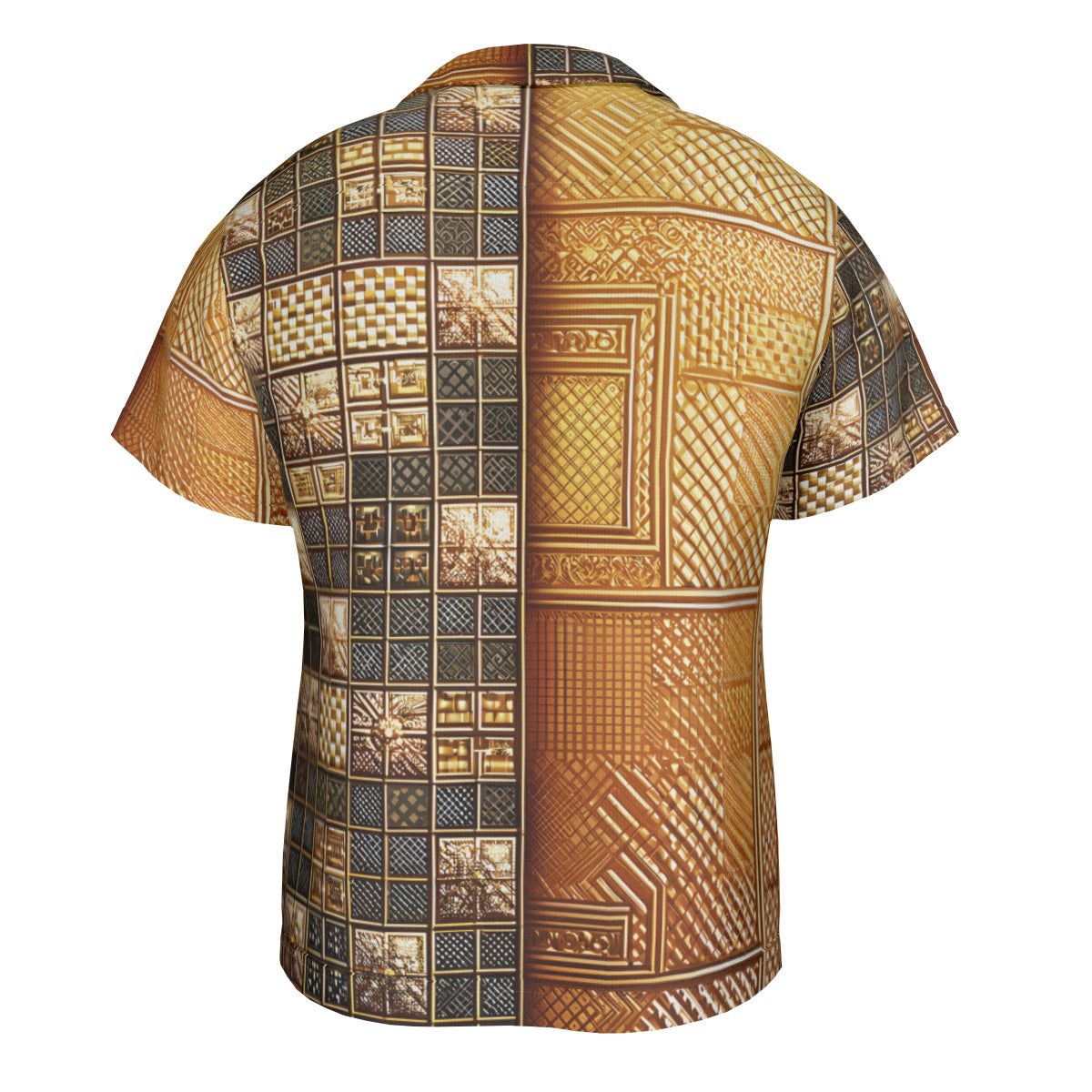 Checked Gold Short Sleeves Men's Shirt