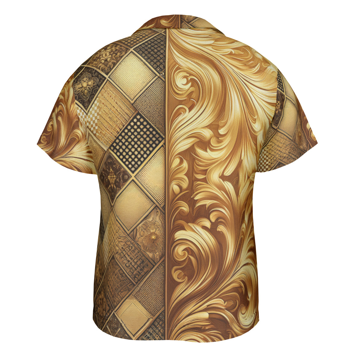Golden Pattern Short Sleeves Men's Shirt