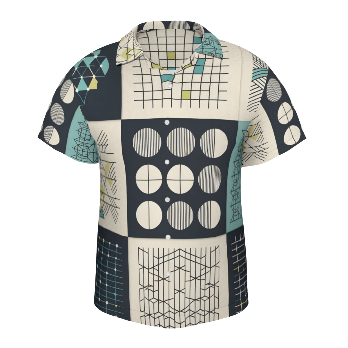 Minimalistic Geometric Short Sleeves Men's Shirt