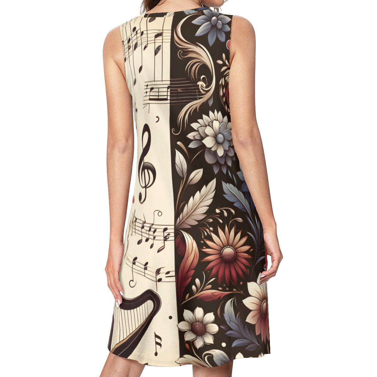 Music Floral Print Women's Casual Dress | Polyester