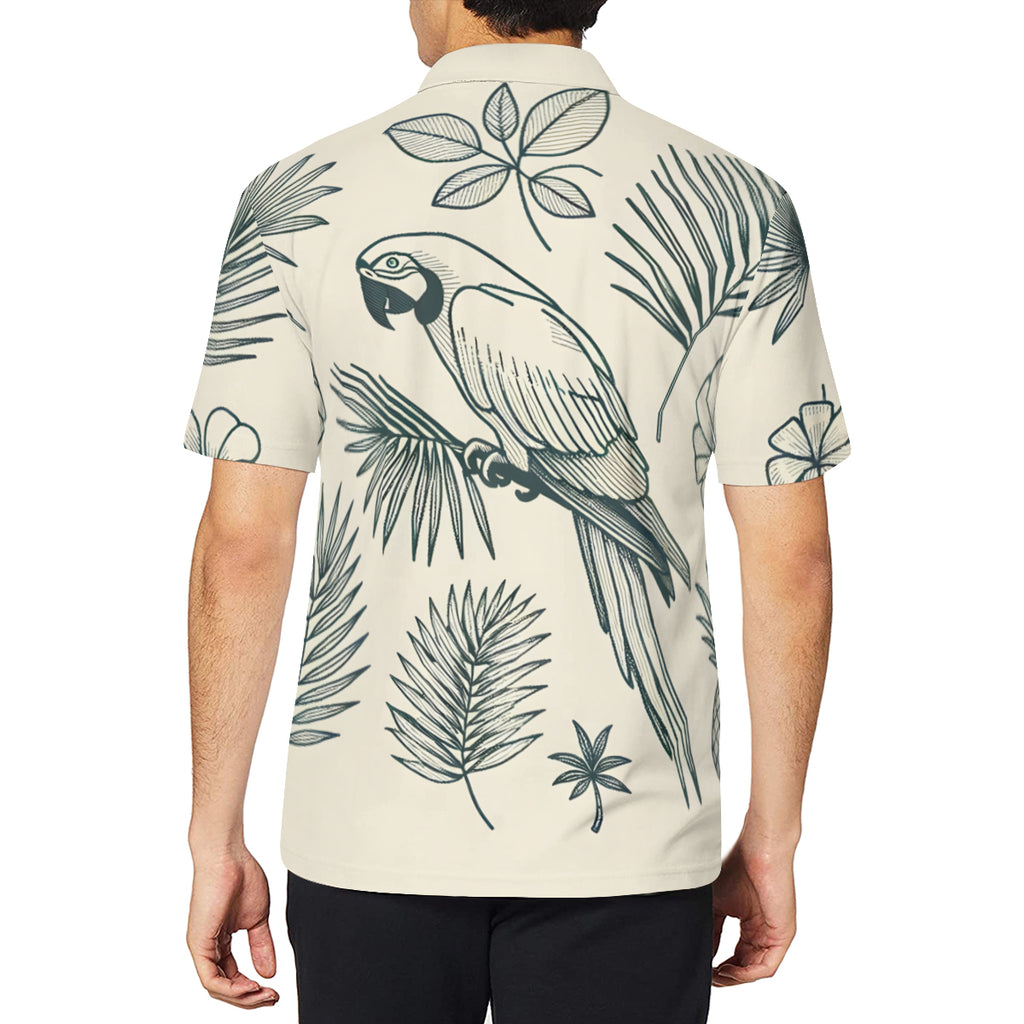 Minimalistic Parrot Men's Premium European Size POLO Shirt | 95% Polyester+5% Spandex