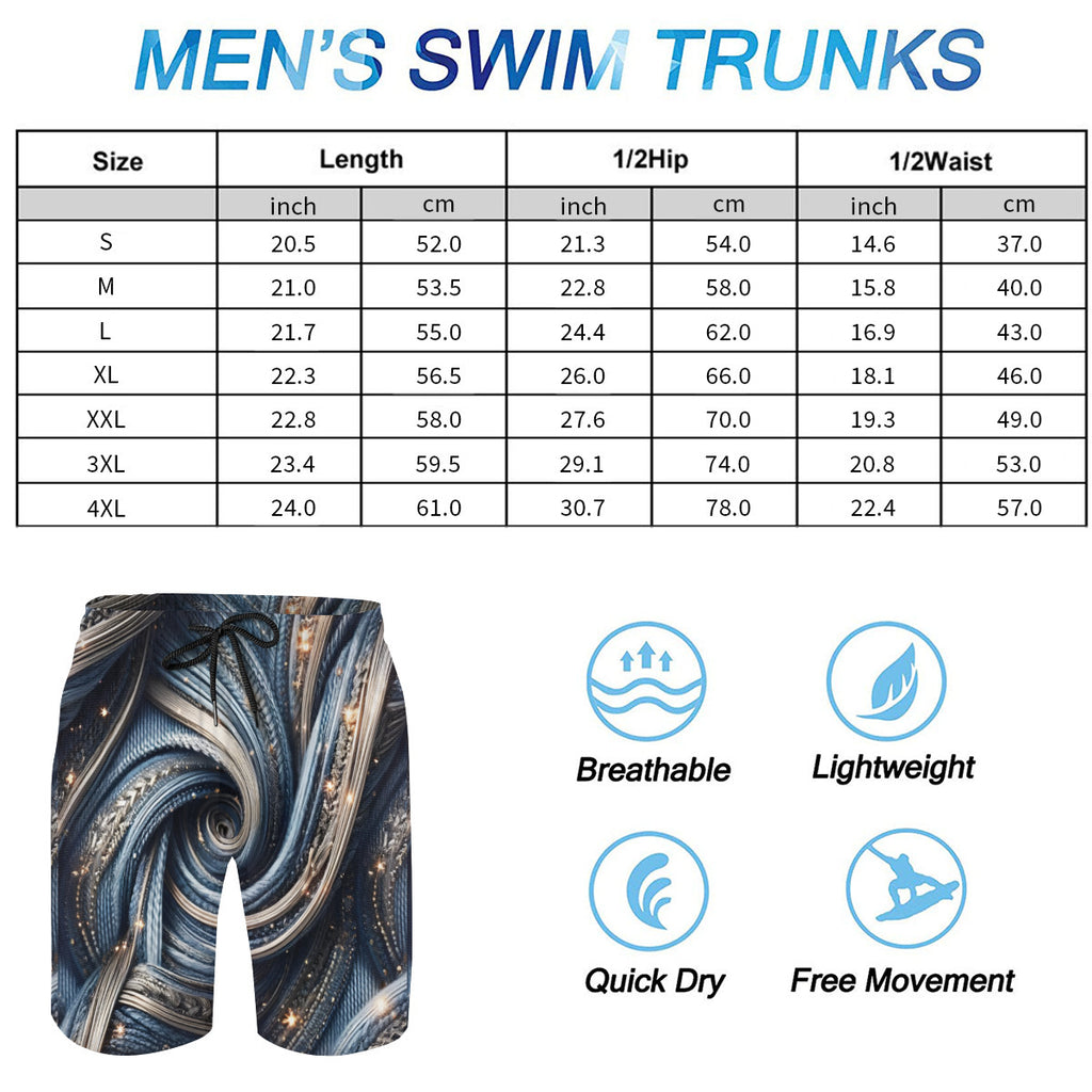 Abstract Denim Men's Beach Shorts (Not Mesh Lined) | Polyester