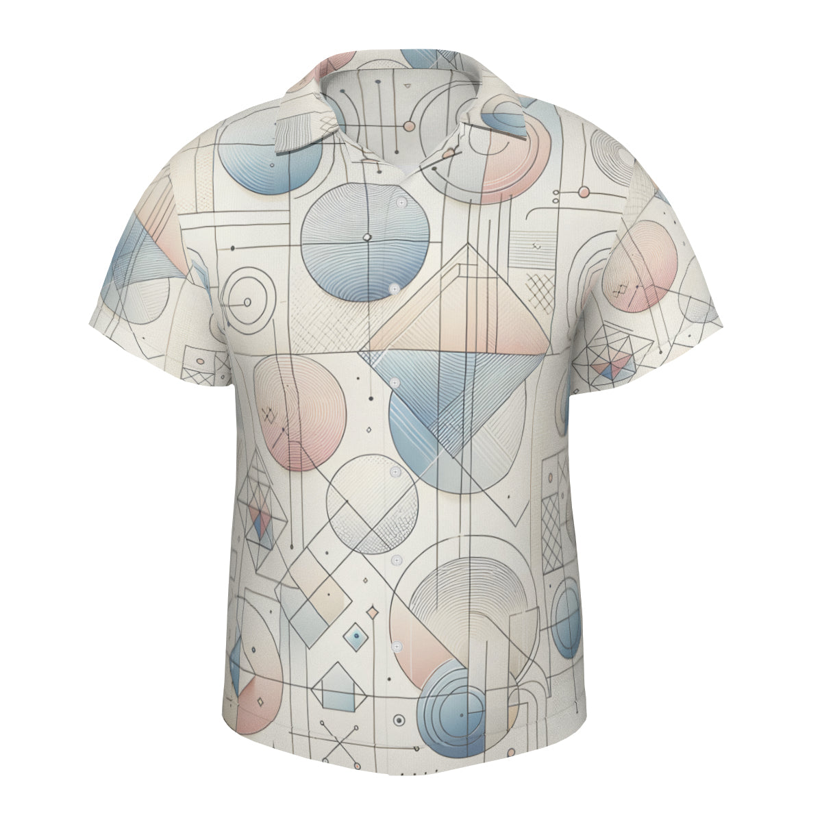 Minimalistic Geometric Shapes Short Sleeves Men's Shirt
