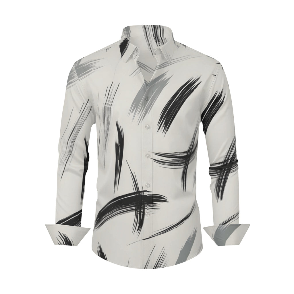 Minimalistic Paint Brush Long Sleeves Men's Shirt