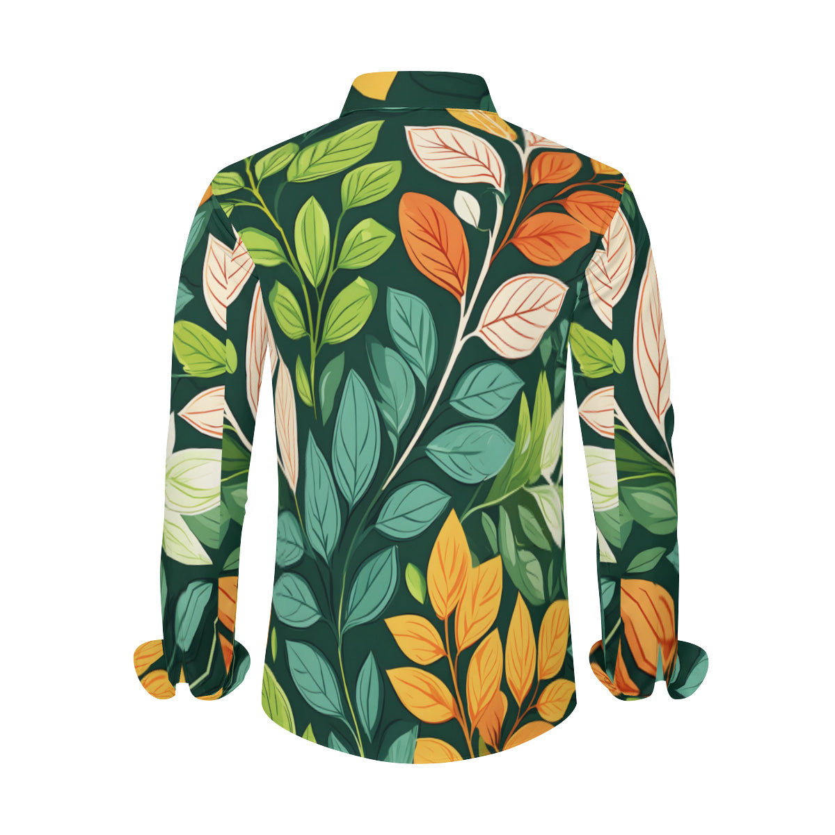Floral Men's Classic Long-Sleeved Shirt | Polyester