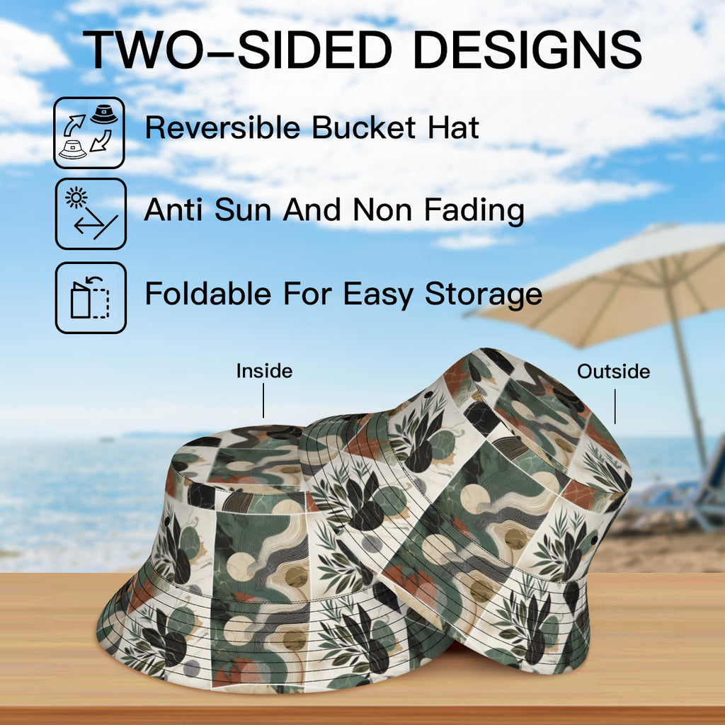 Abstract Pattern Double-Sided Unisex Polyester Bucket Hat