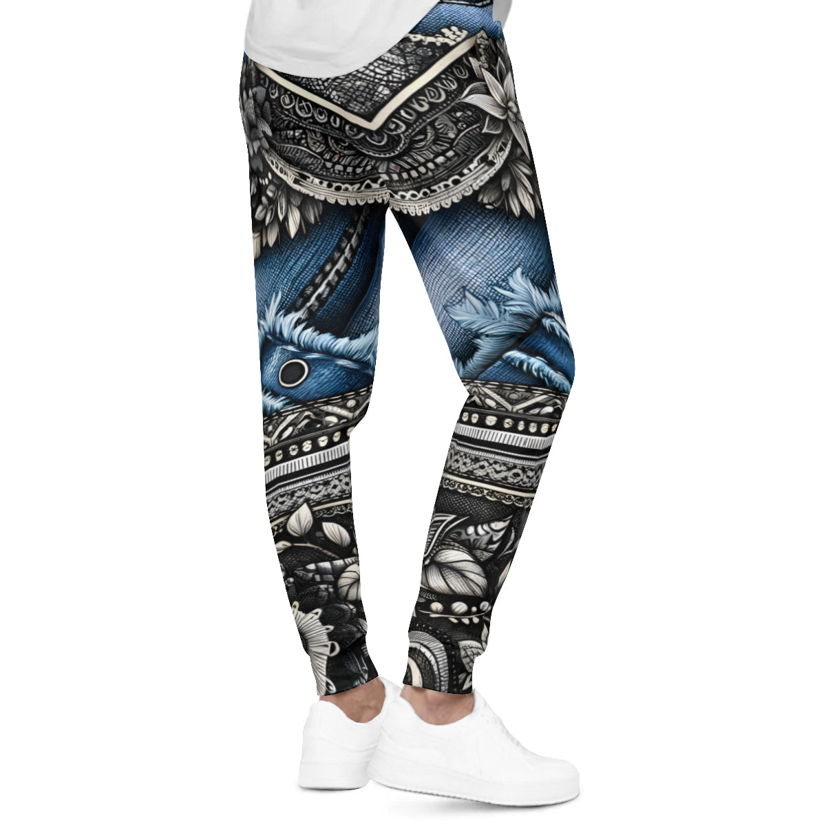 Denim And Lace Design Men's Adult Hoodie Set (Double-Layer Hood) | Health Fabric