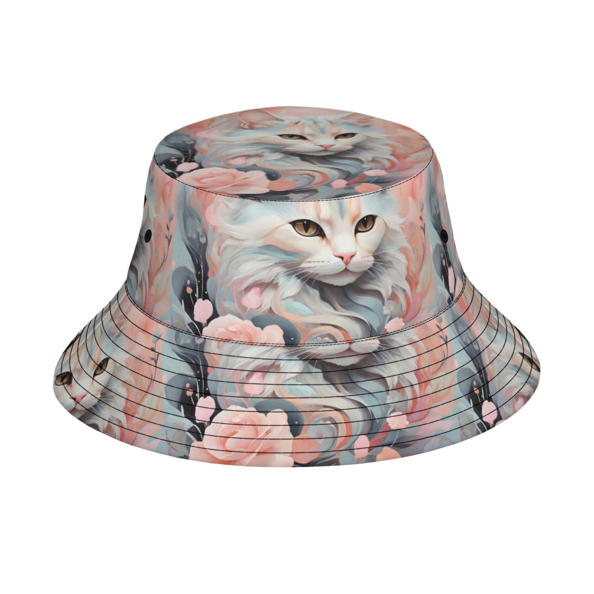 Cute Cat Double-Sided Unisex Polyester Bucket Hat