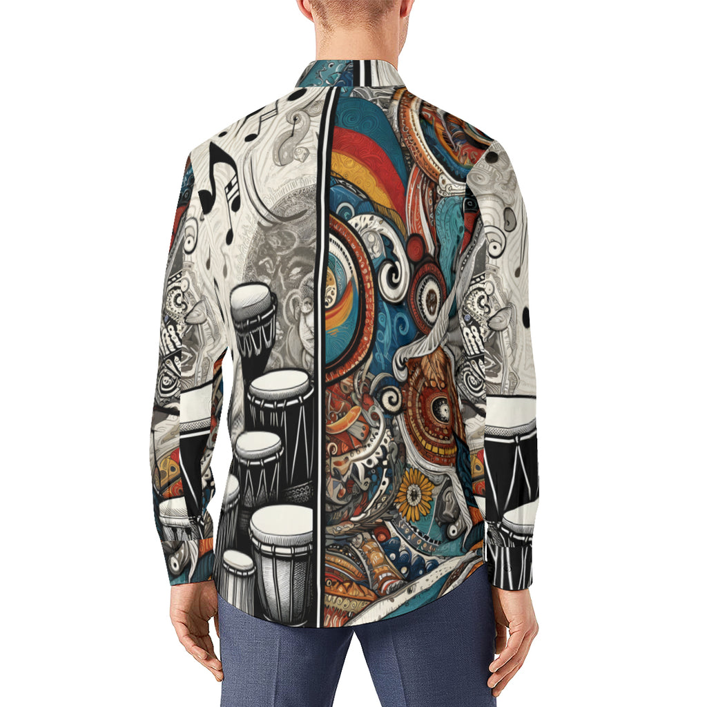 Musical Floral Long Sleeves Men's Shirt