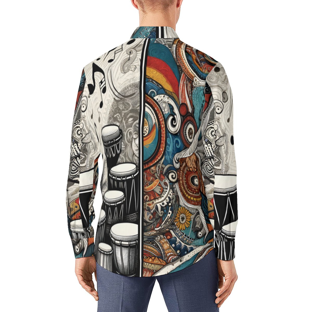 Musical Floral Long Sleeves Men's Shirt