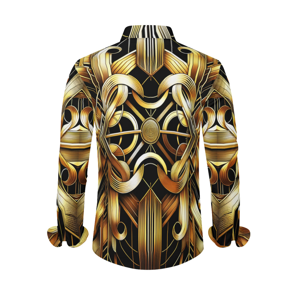 Abstract Elegance Men's Classic Long-Sleeved Shirt | Polyester