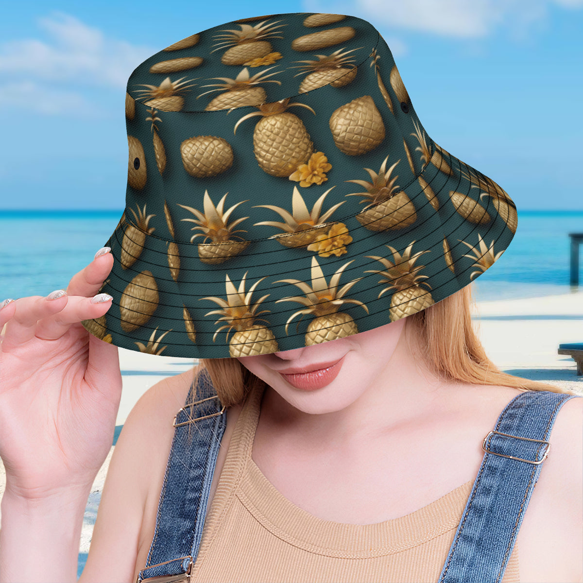 Pineapple Double-Sided Unisex Polyester Bucket Hat