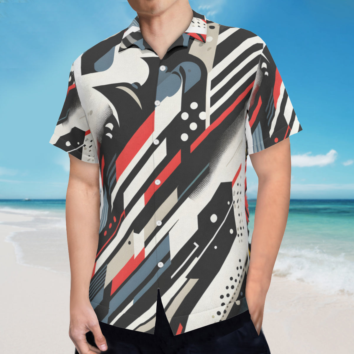 Abstract Short Sleeves Men's Shirt