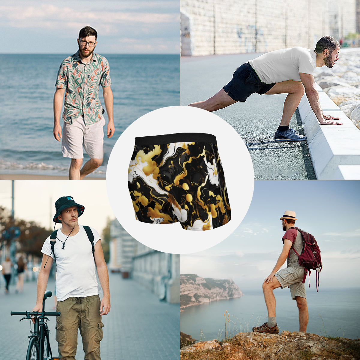 Marble Gold Men's Underwear (Multi-Faceted Design)