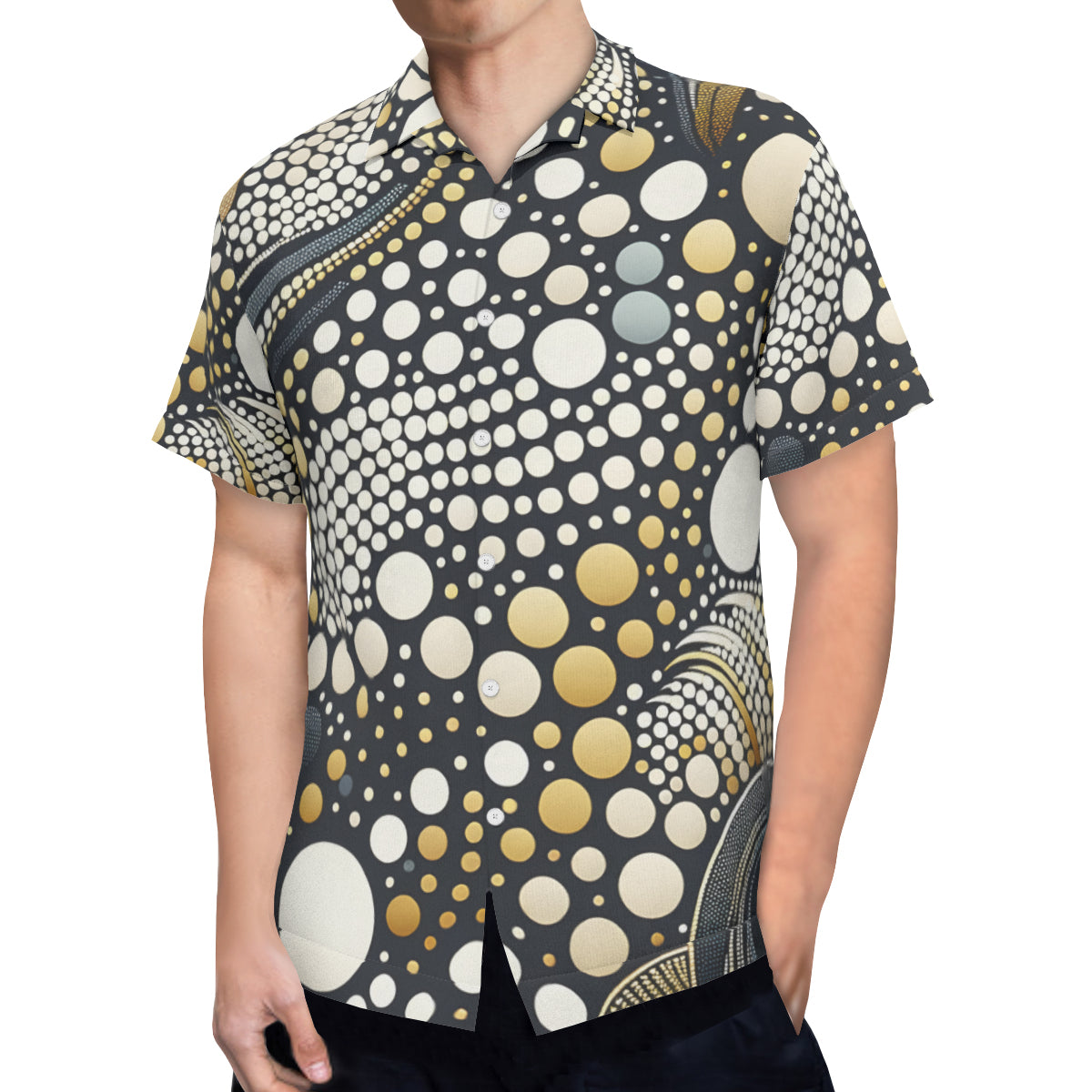 Abstract Dotted Short Sleeves Men's Shirt