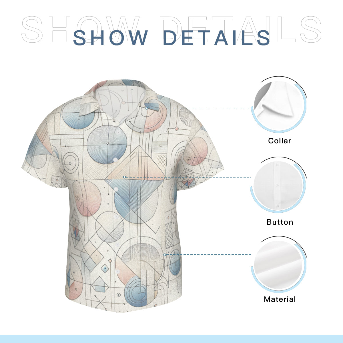 Minimalistic Geometric Shapes Short Sleeves Men's Shirt
